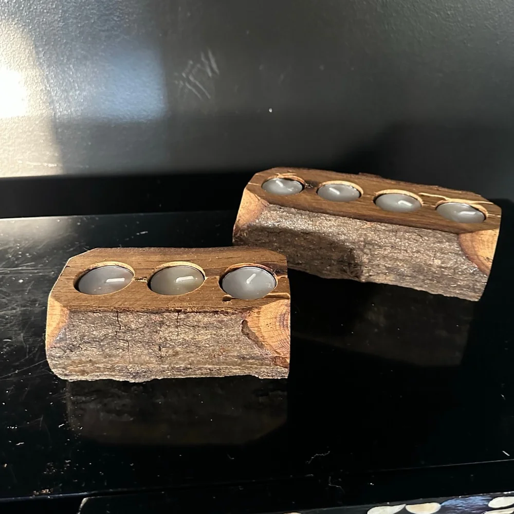 Wood Forest log Candle Holders